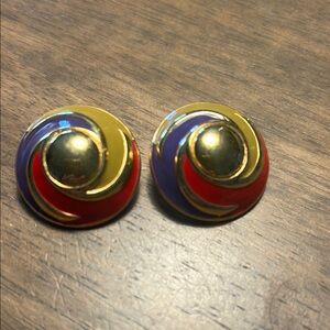 Gold and Multicolor Swirl Earrings